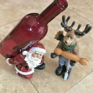 Santa Bottle Holder and Reindeer Corkscrew